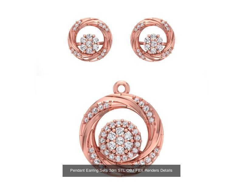 128 Pendant Earrings Sets 3dm STL OBJ FBX Details Collection _121
