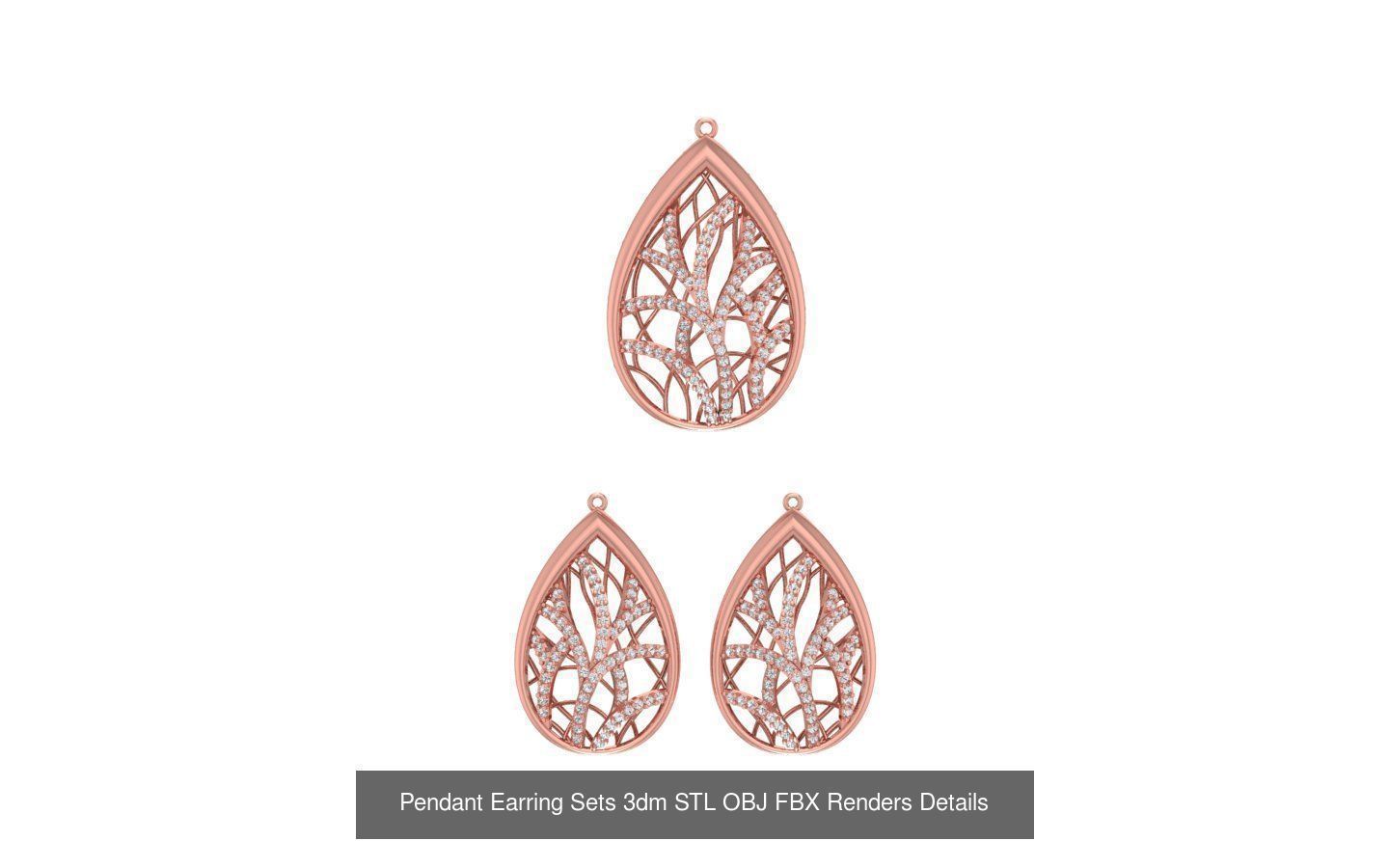 128 Pendant Earrings Sets 3dm STL OBJ FBX Details Collection _73