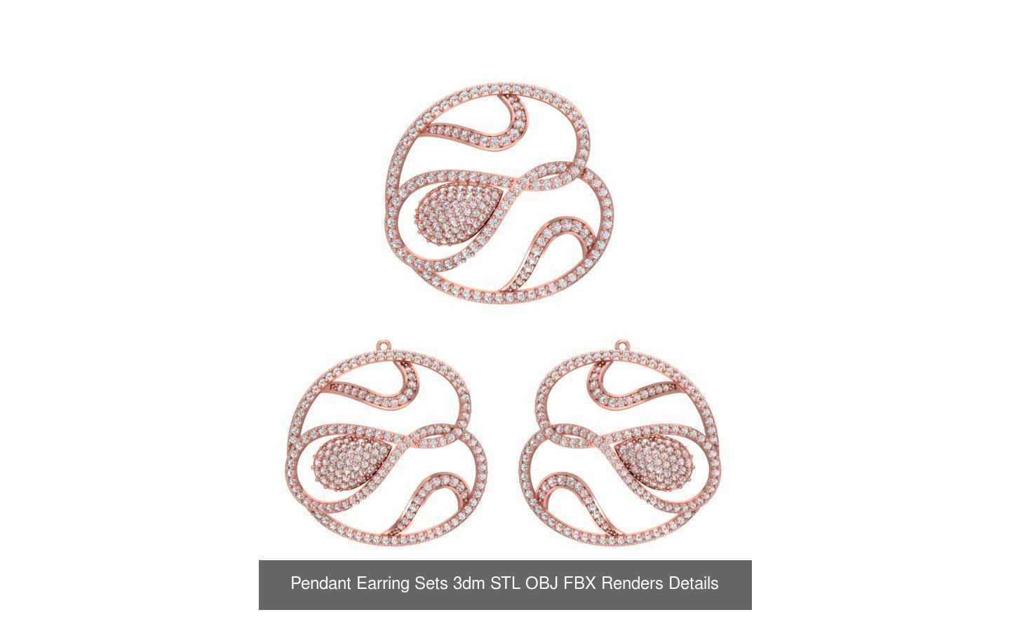 128 Pendant Earrings Sets 3dm STL OBJ FBX Details Collection _84