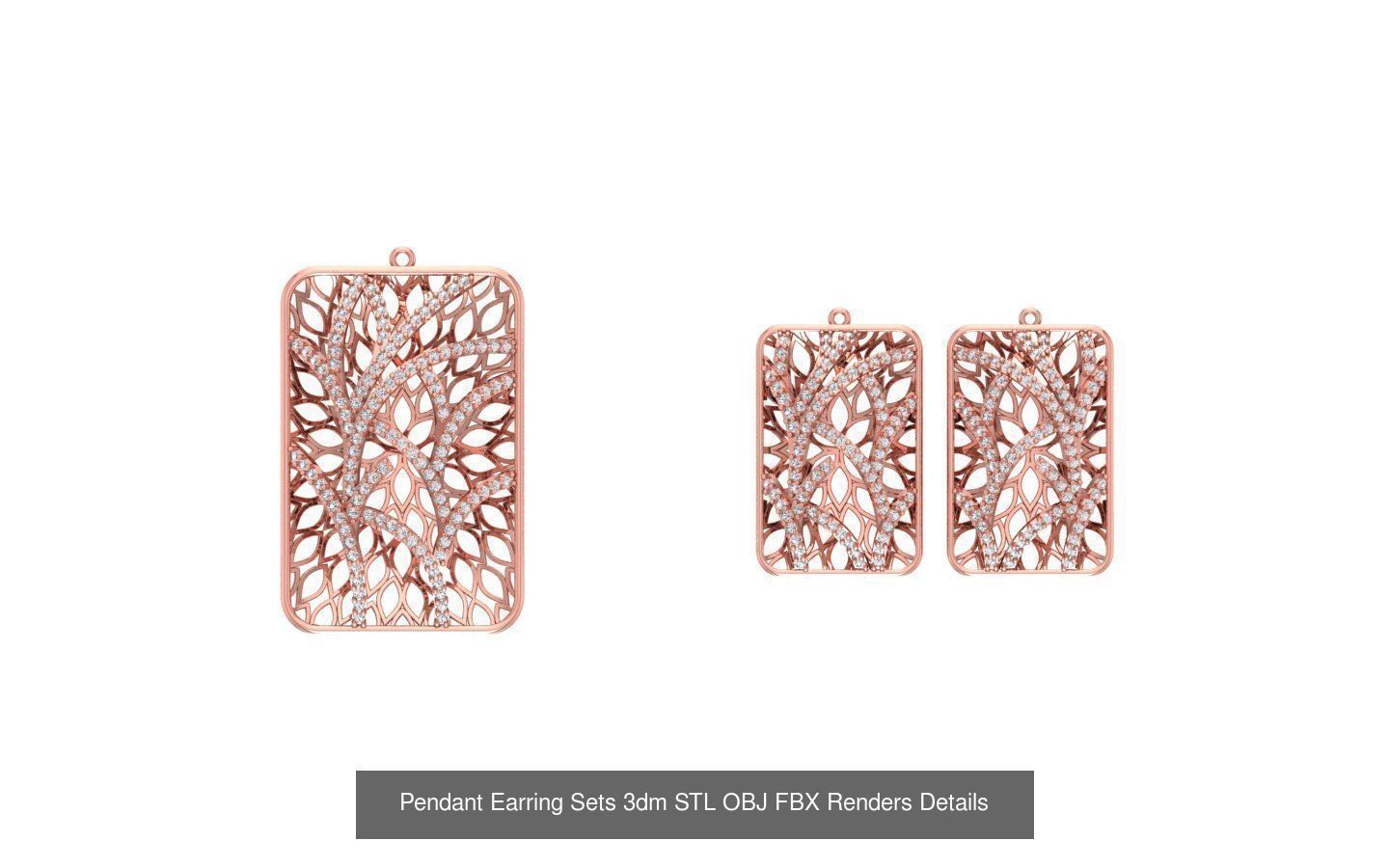 128 Pendant Earrings Sets 3dm STL OBJ FBX Details Collection _74