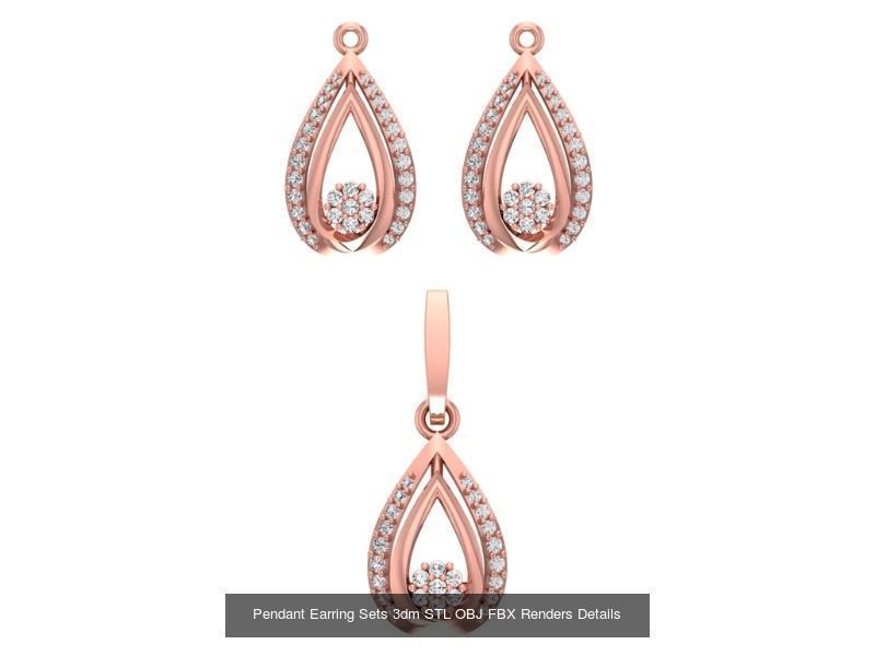 128 Pendant Earrings Sets 3dm STL OBJ FBX Details Collection _123