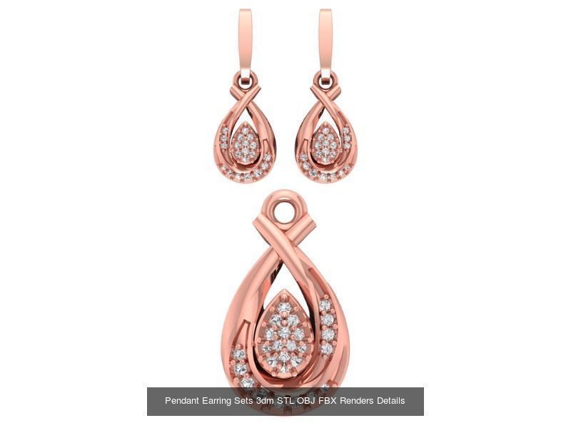 128 Pendant Earrings Sets 3dm STL OBJ FBX Details Collection _119