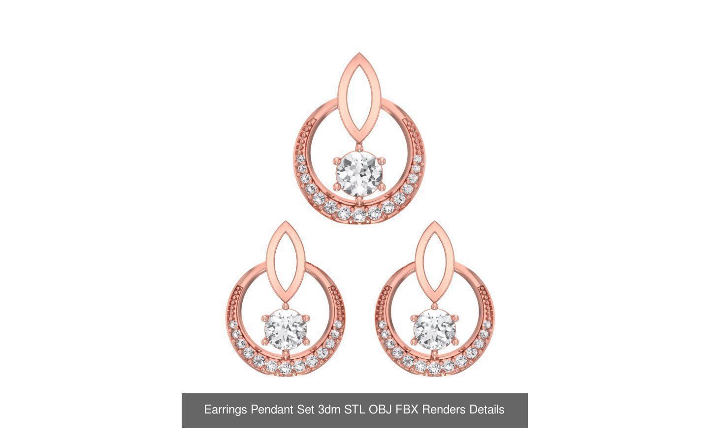 128 Pendant Earrings Sets 3dm STL OBJ FBX Details Collection _39