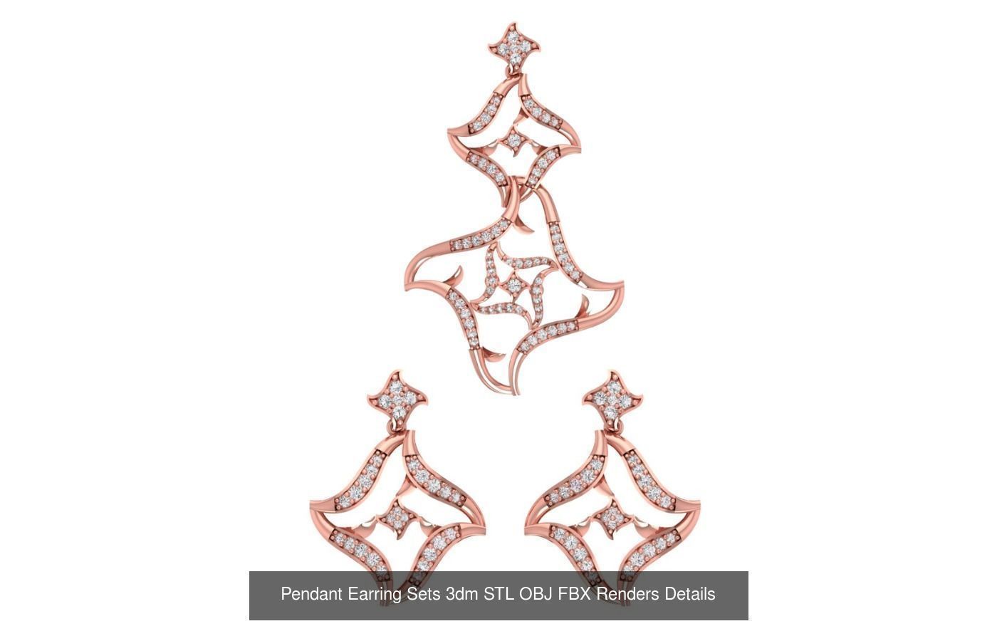 128 Pendant Earrings Sets 3dm STL OBJ FBX Details Collection _79