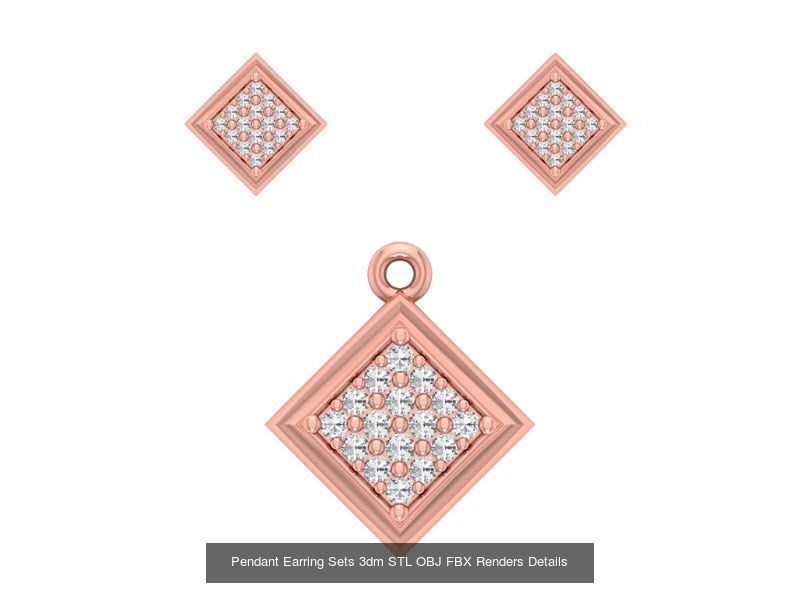 128 Pendant Earrings Sets 3dm STL OBJ FBX Details Collection _104