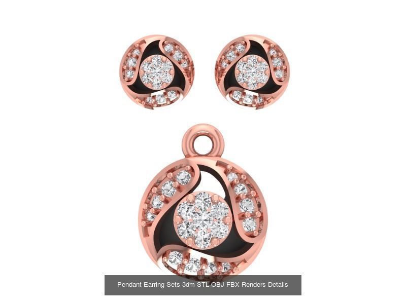 128 Pendant Earrings Sets 3dm STL OBJ FBX Details Collection _126