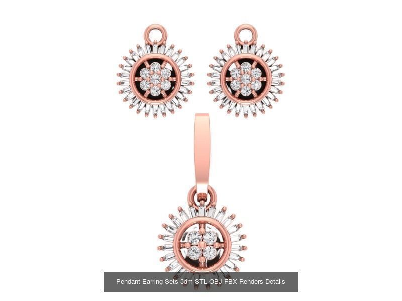 128 Pendant Earrings Sets 3dm STL OBJ FBX Details Collection _112