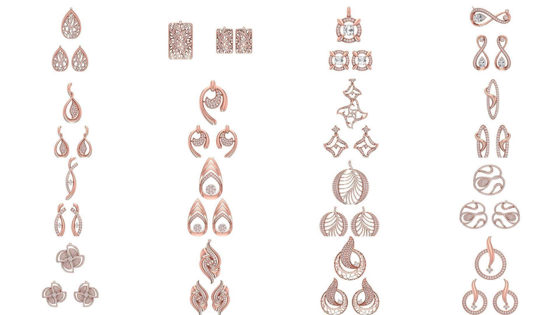 128 Pendant Earrings Sets 3dm STL OBJ FBX Details Collection _3