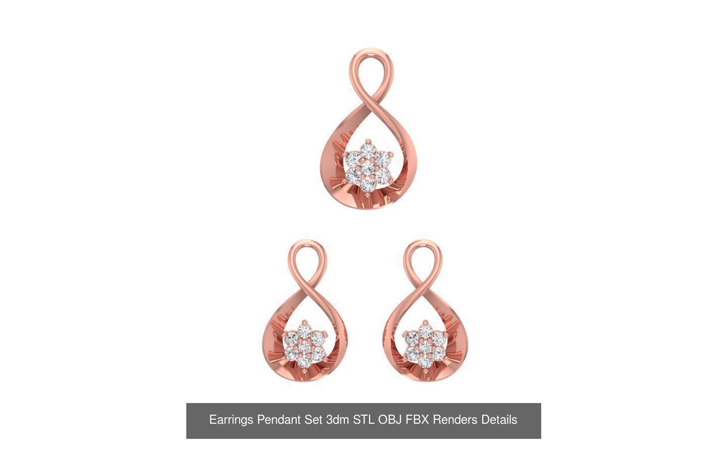 128 Pendant Earrings Sets 3dm STL OBJ FBX Details Collection _34