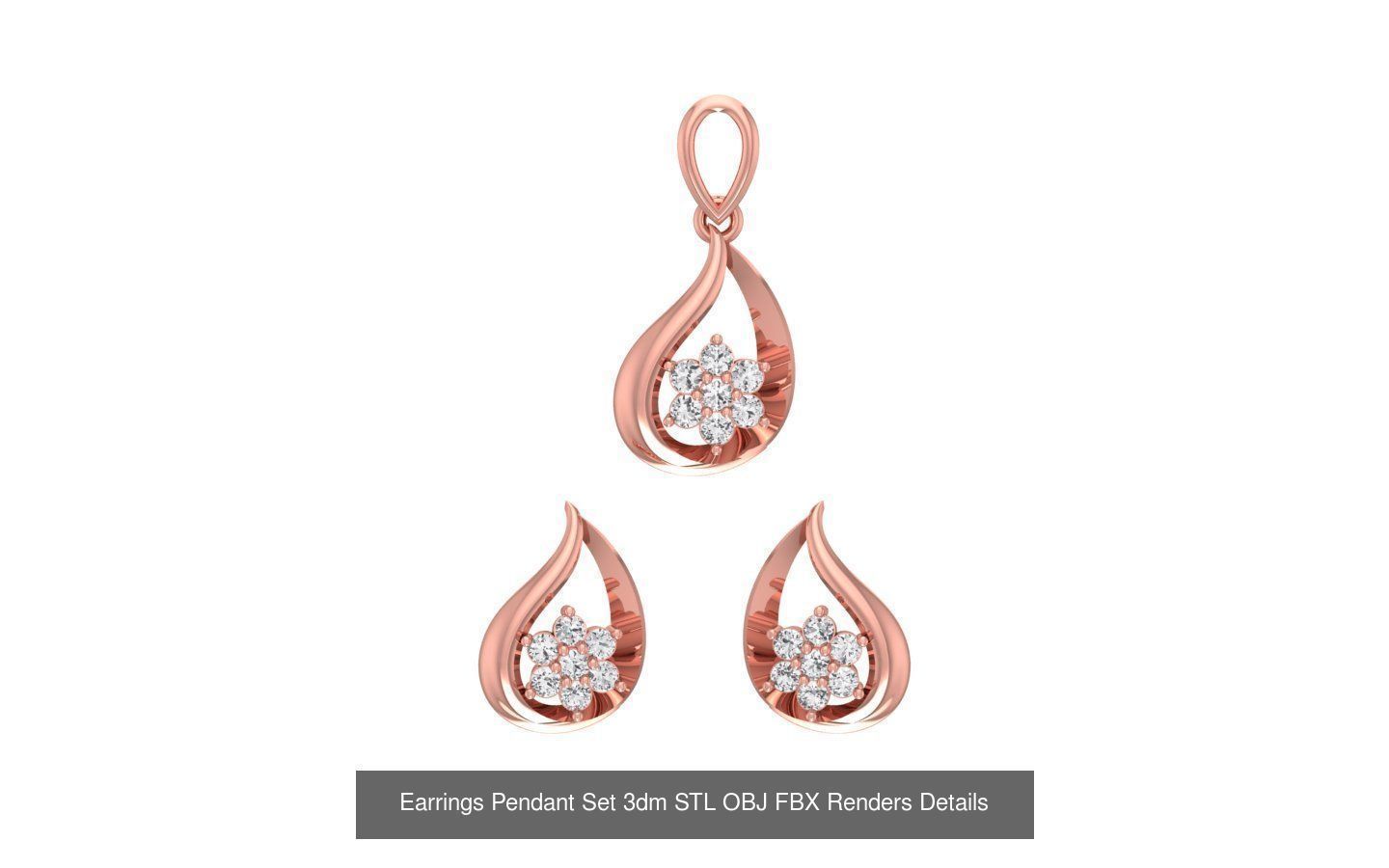 128 Pendant Earrings Sets 3dm STL OBJ FBX Details Collection _35