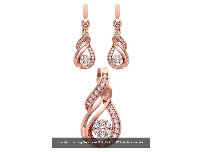 128 Pendant Earrings Sets 3dm STL OBJ FBX Details Collection _128