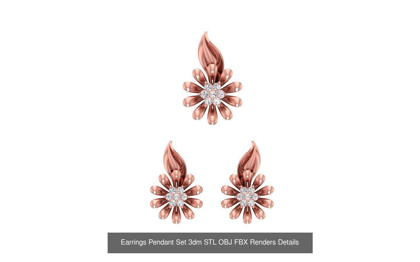 128 Pendant Earrings Sets 3dm STL OBJ FBX Details Collection _24
