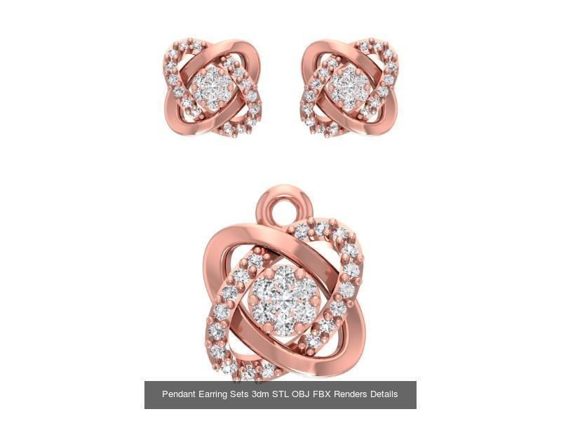 128 Pendant Earrings Sets 3dm STL OBJ FBX Details Collection _130