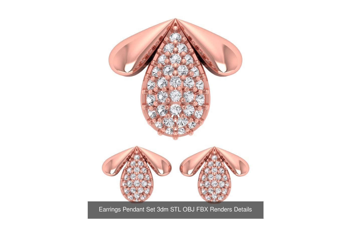 128 Pendant Earrings Sets 3dm STL OBJ FBX Details Collection _14