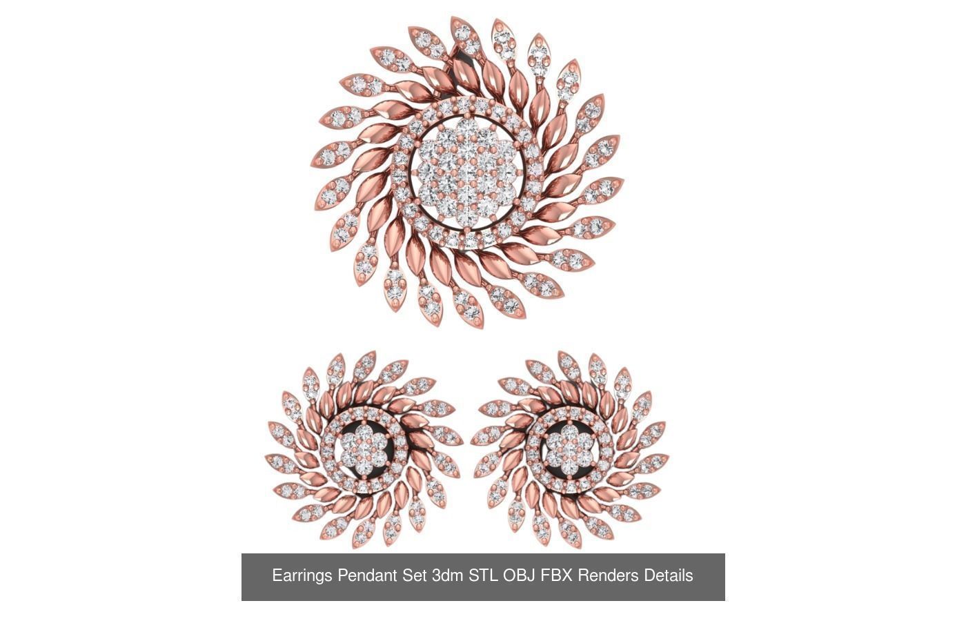 128 Pendant Earrings Sets 3dm STL OBJ FBX Details Collection _9