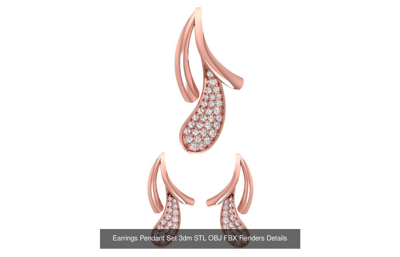 128 Pendant Earrings Sets 3dm STL OBJ FBX Details Collection _28