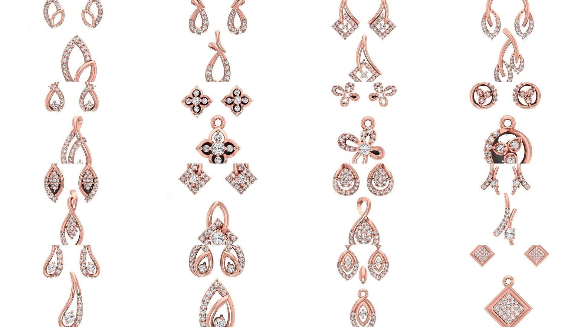 128 Pendant Earrings Sets 3dm STL OBJ FBX Details Collection _2