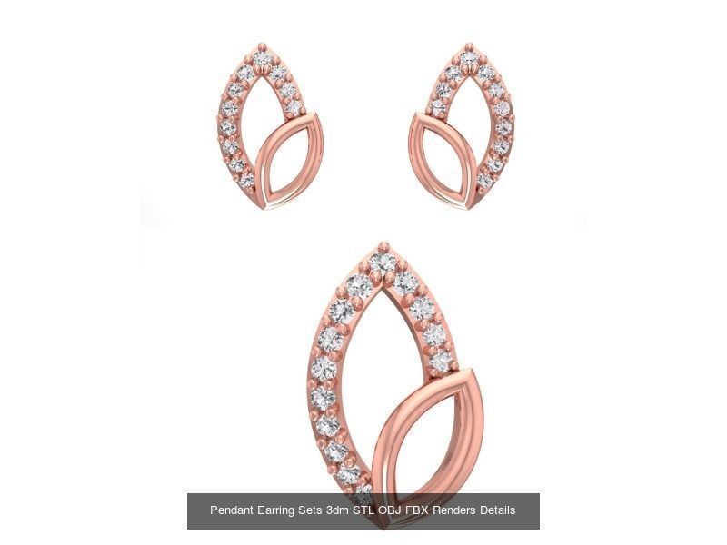 128 Pendant Earrings Sets 3dm STL OBJ FBX Details Collection _89