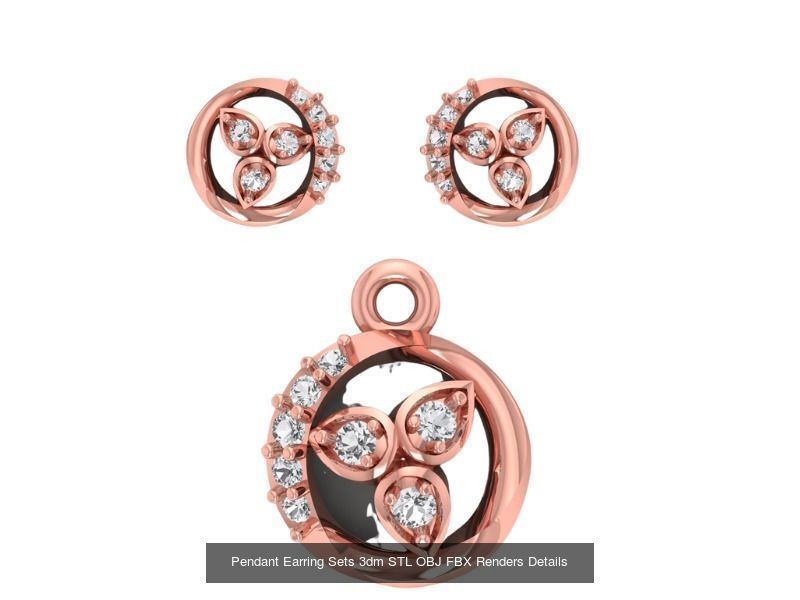 128 Pendant Earrings Sets 3dm STL OBJ FBX Details Collection _96