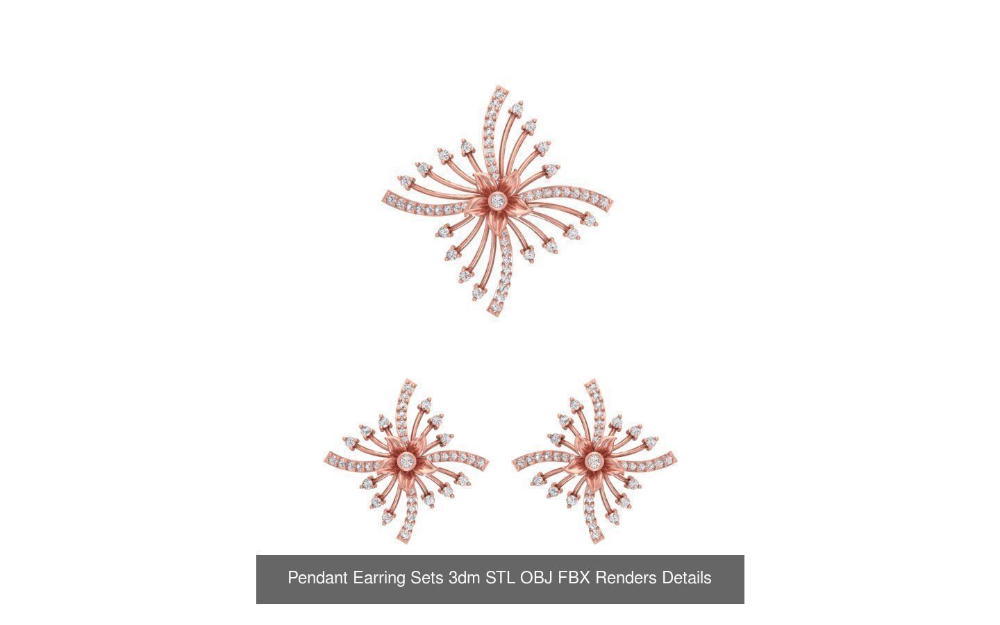 128 Pendant Earrings Sets 3dm STL OBJ FBX Details Collection _65