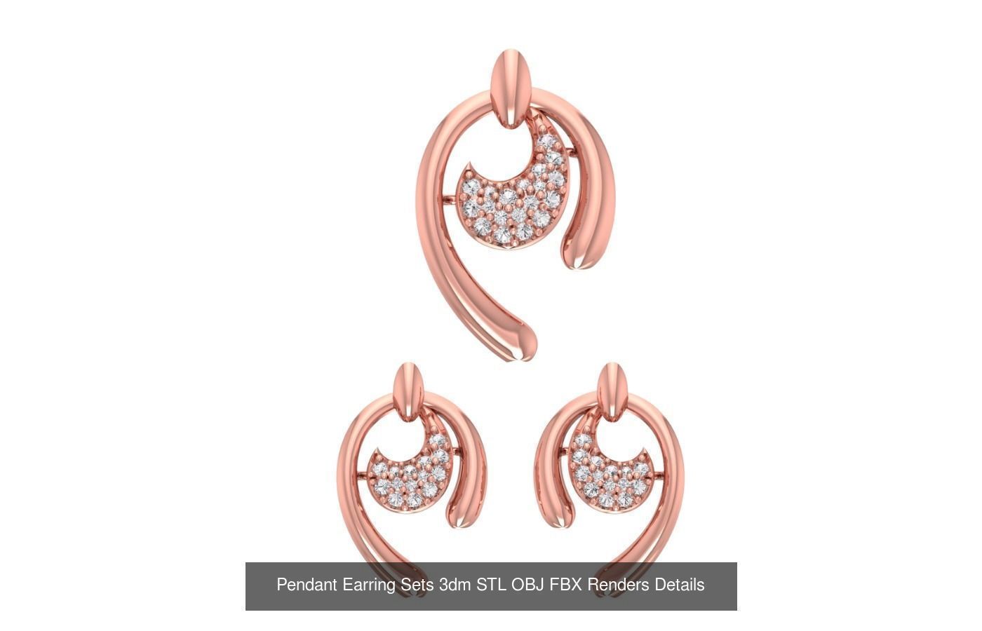 128 Pendant Earrings Sets 3dm STL OBJ FBX Details Collection _78