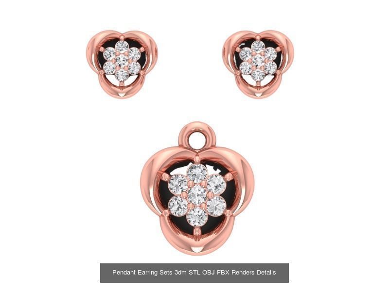 128 Pendant Earrings Sets 3dm STL OBJ FBX Details Collection _105