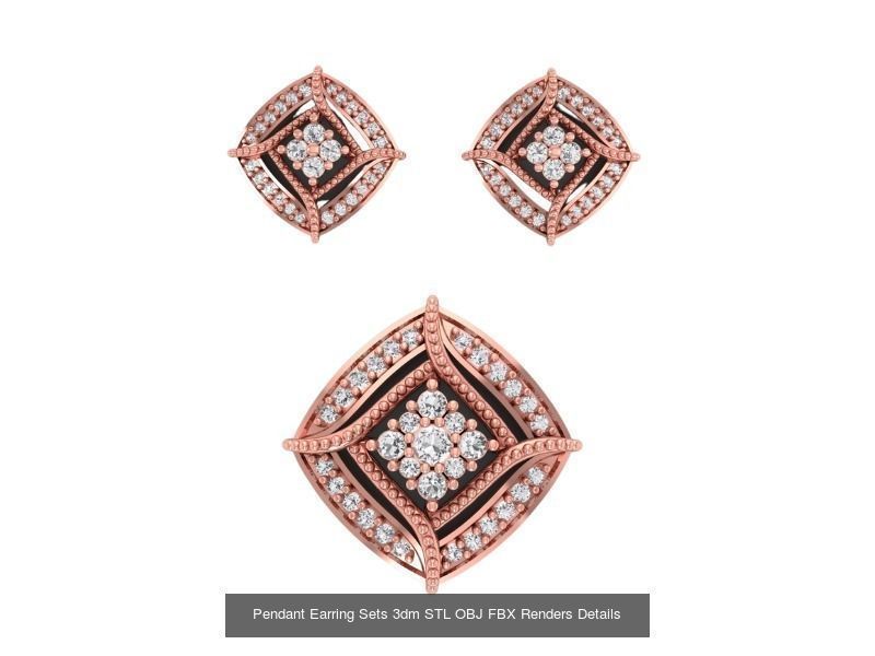 128 Pendant Earrings Sets 3dm STL OBJ FBX Details Collection _117