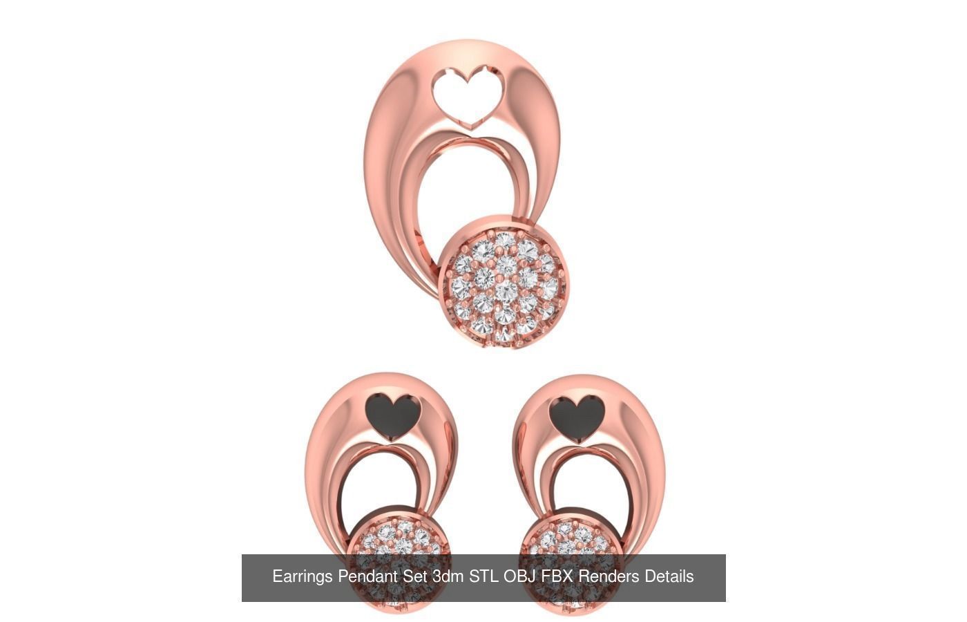 128 Pendant Earrings Sets 3dm STL OBJ FBX Details Collection _12