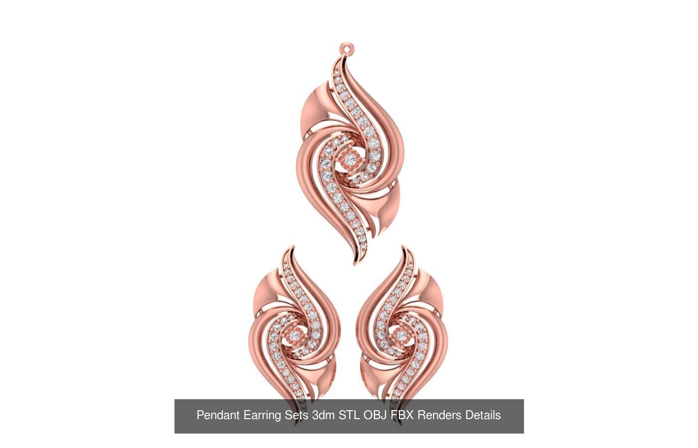 128 Pendant Earrings Sets 3dm STL OBJ FBX Details Collection _86