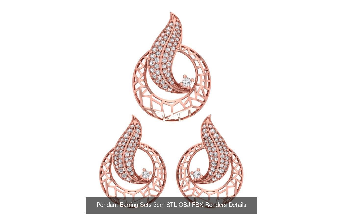 128 Pendant Earrings Sets 3dm STL OBJ FBX Details Collection _87