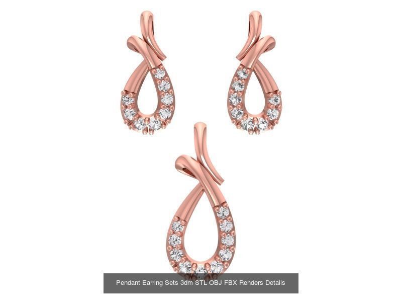 128 Pendant Earrings Sets 3dm STL OBJ FBX Details Collection _90