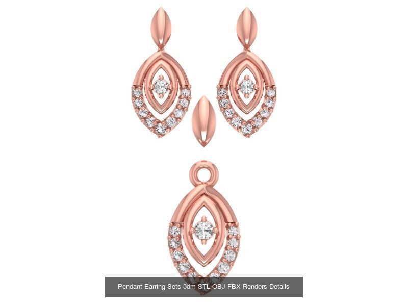 128 Pendant Earrings Sets 3dm STL OBJ FBX Details Collection _103