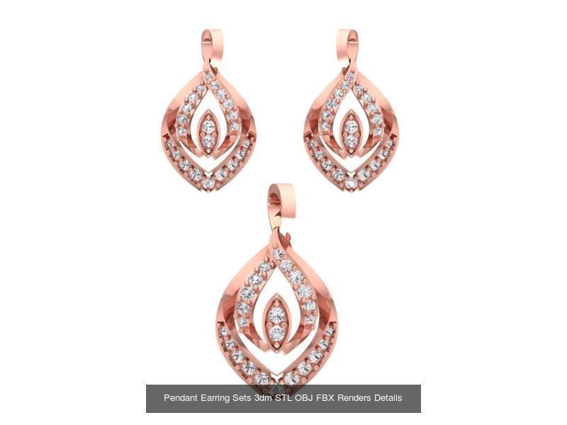 128 Pendant Earrings Sets 3dm STL OBJ FBX Details Collection _110
