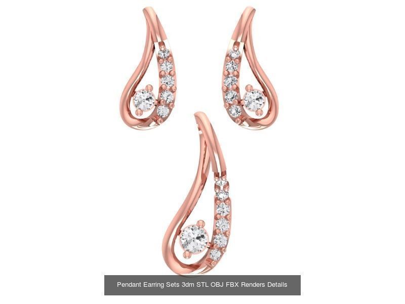 128 Pendant Earrings Sets 3dm STL OBJ FBX Details Collection _101