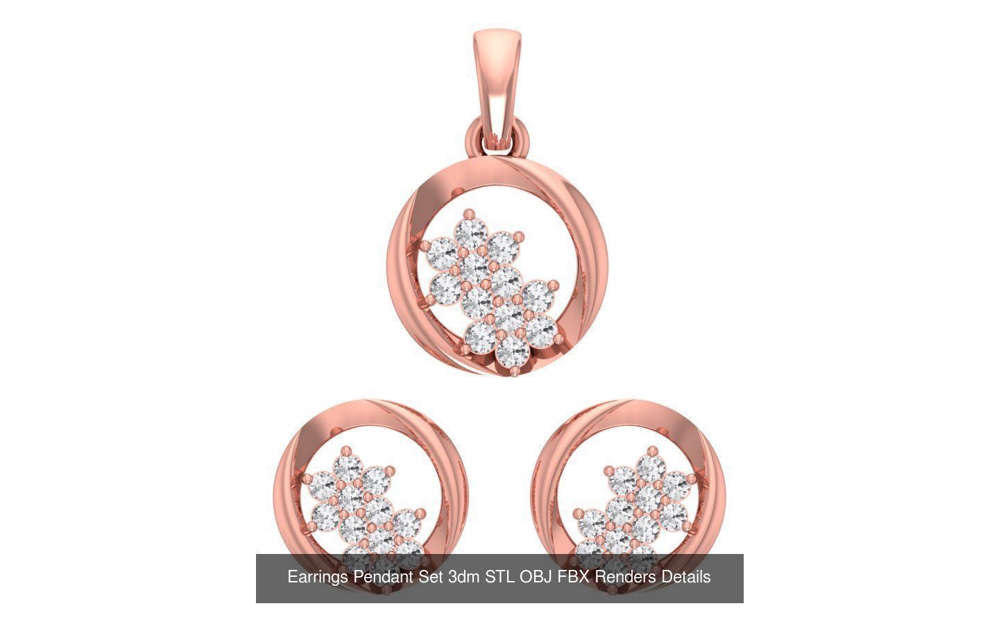 128 Pendant Earrings Sets 3dm STL OBJ FBX Details Collection _33