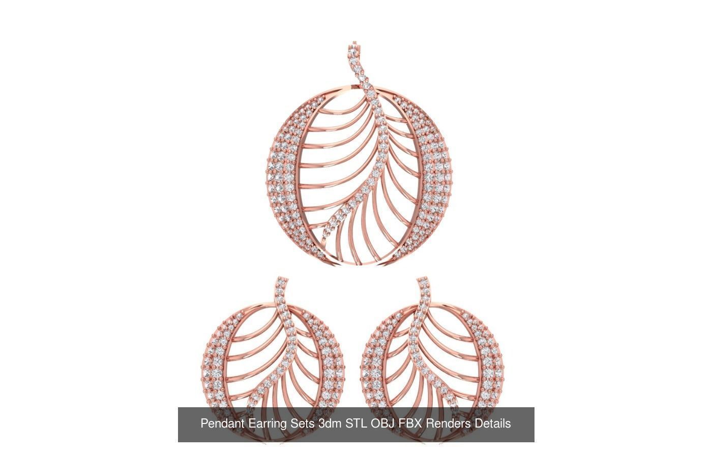 128 Pendant Earrings Sets 3dm STL OBJ FBX Details Collection _83