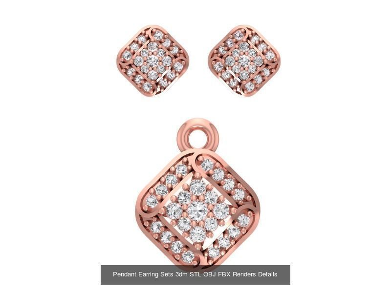 128 Pendant Earrings Sets 3dm STL OBJ FBX Details Collection _125