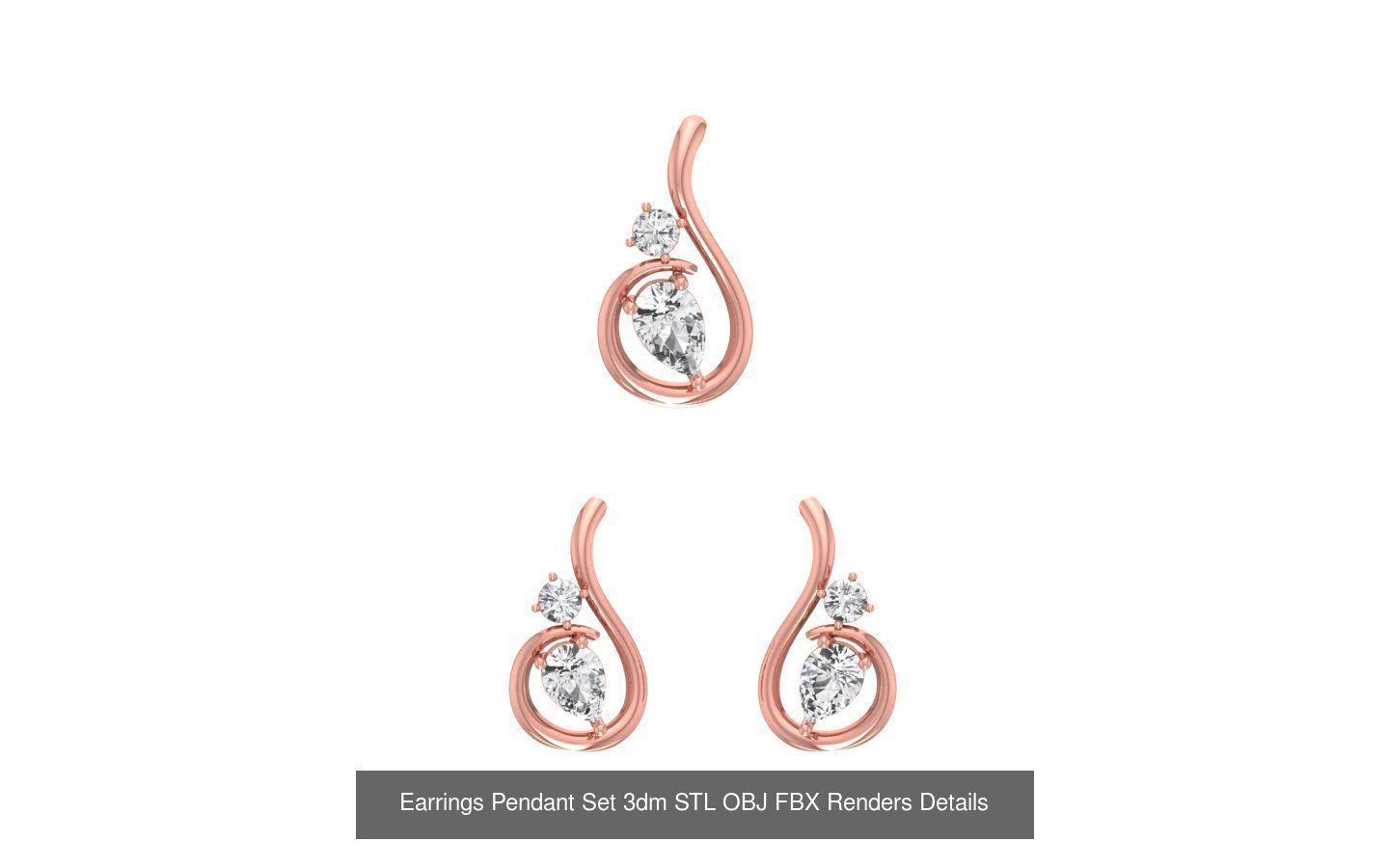 128 Pendant Earrings Sets 3dm STL OBJ FBX Details Collection _49