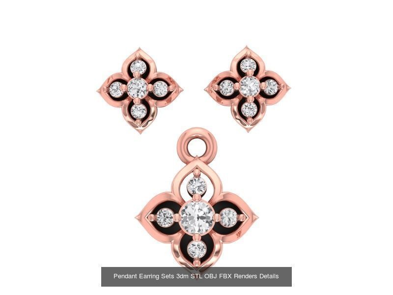 128 Pendant Earrings Sets 3dm STL OBJ FBX Details Collection _94