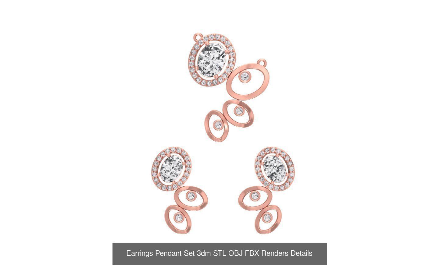 128 Pendant Earrings Sets 3dm STL OBJ FBX Details Collection _26