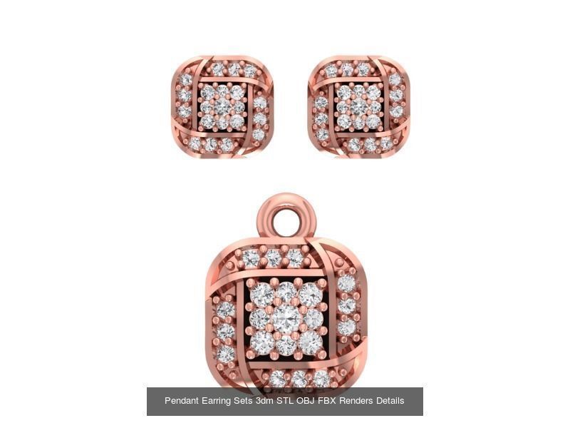 128 Pendant Earrings Sets 3dm STL OBJ FBX Details Collection _124
