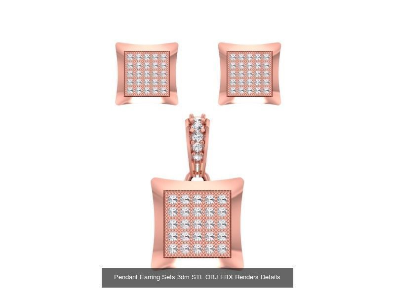 128 Pendant Earrings Sets 3dm STL OBJ FBX Details Collection _132