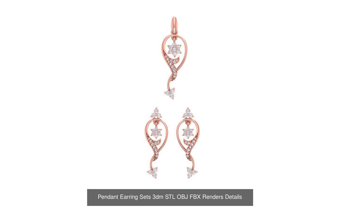 128 Pendant Earrings Sets 3dm STL OBJ FBX Details Collection _62