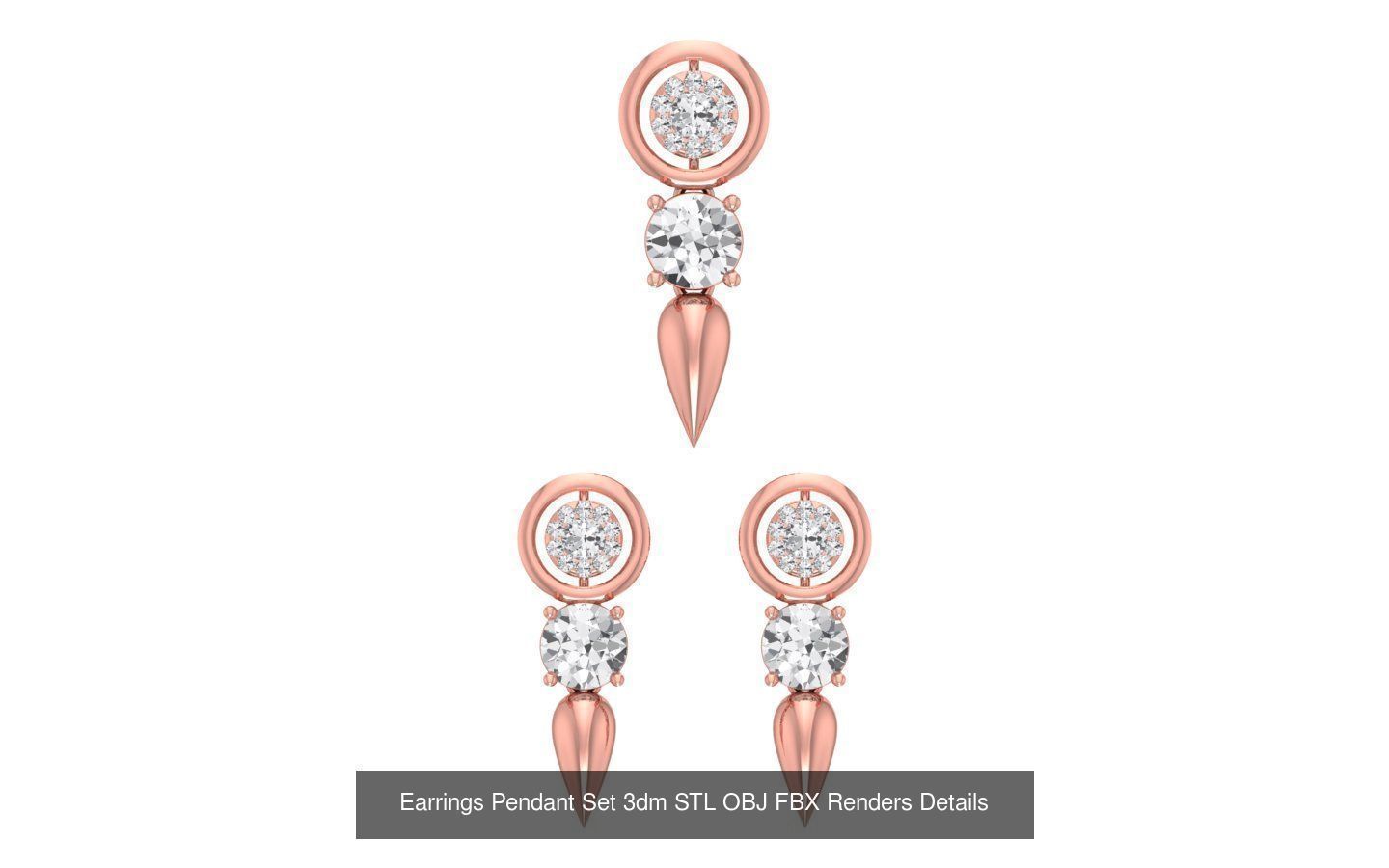 128 Pendant Earrings Sets 3dm STL OBJ FBX Details Collection _41