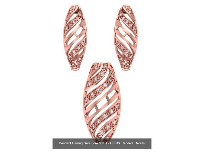 128 Pendant Earrings Sets 3dm STL OBJ FBX Details Collection _109