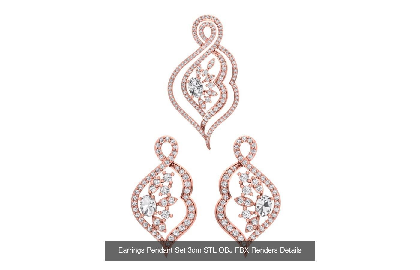 128 Pendant Earrings Sets 3dm STL OBJ FBX Details Collection _51