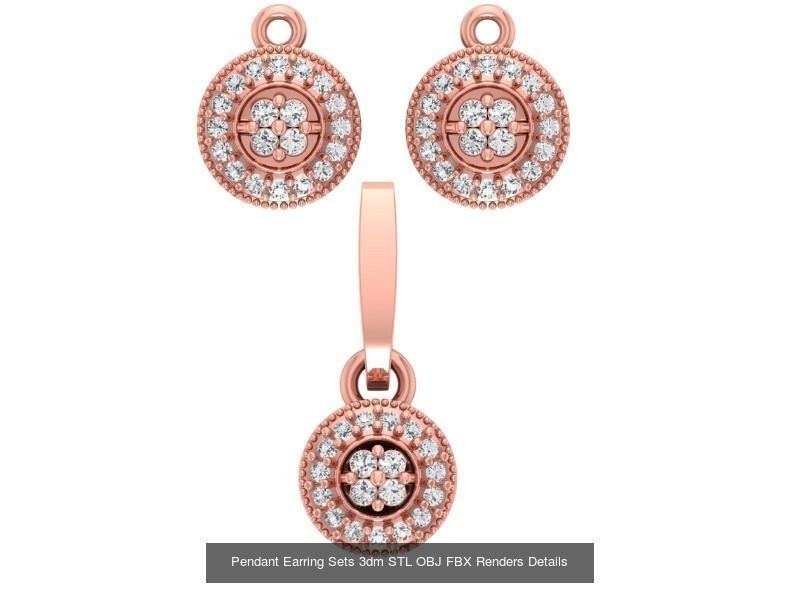 128 Pendant Earrings Sets 3dm STL OBJ FBX Details Collection _106