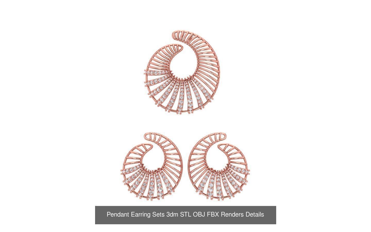 128 Pendant Earrings Sets 3dm STL OBJ FBX Details Collection _70