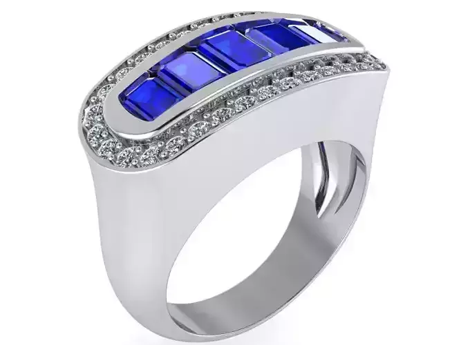 5-Stone halo cathedral ring 1924 3D print model