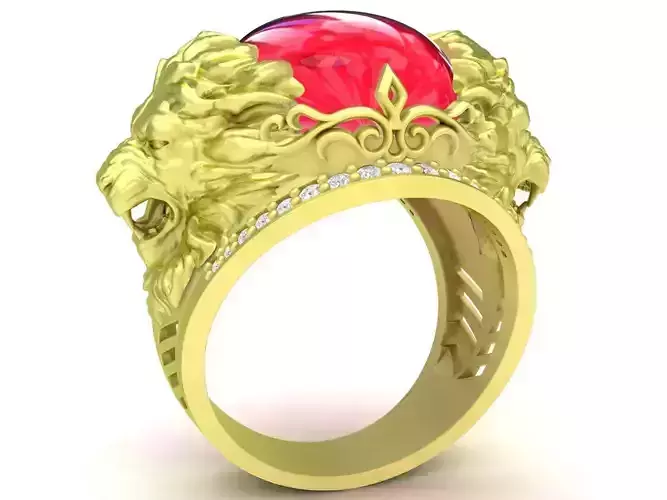 oval ruby Lion King Men Ring 3867